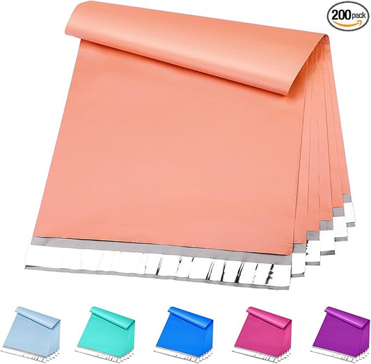 Metronic Poly Mailers 12x15.5 200 Pack, Medium Shipping Bags for Clothing, Self Seal Mailing Bags, Tear-Proof Shipping Envelopes for Small Business, Boutique, Postal Bags Poly Bags in Peach Pink