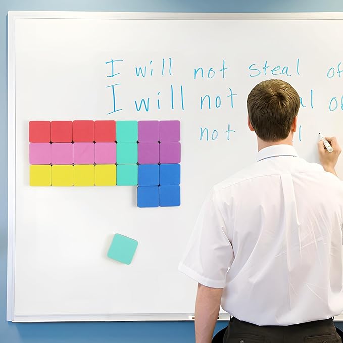 MaxGear 24 Pack Dry Erase Erasers, Magnetic Whiteboard Dry Erasers for Classroom, Mini Whiteboard Cleaning Pads, Chalkboard Wiper Teacher Supplies for School, Office, Home （6 Color Set, 2 x 2 Inch