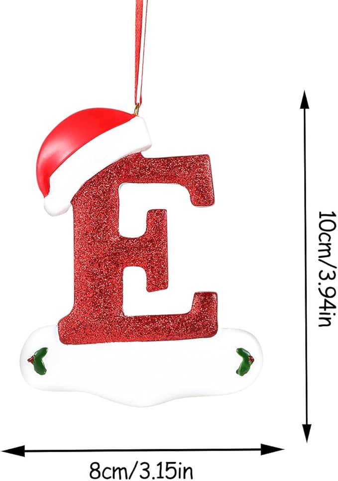 Personalized 26 Letters Ornaments for Christmas Tree 2025, Custom Christmas Ornament with Family Member's Names 3D Resin Xmas Hanging Pendant Original Gifts for Family Friends(E)