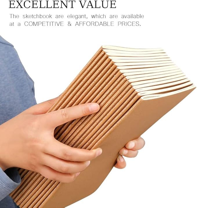 LIONSOUL 90 Pack A5 Blank Kraft Notebooks Bulk, Blank Paper Sketchbooks, Writing Blank Journal Notebook in Bulk, 80 Pages, 8.3x5.5 inch, for Gifts Travelers Office and School Supplies