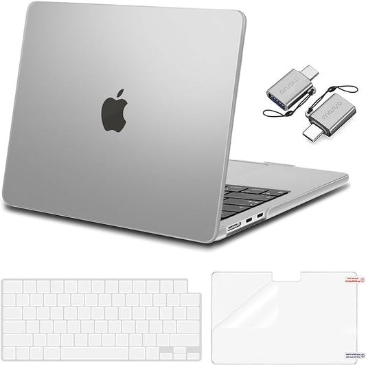 MOSISO Compatible with MacBook Air 13 inch Case 2025 2024 2023 2022 M4 A3240 M3 A3113 M2 A2681, Plastic Hard Shell&Keyboard Cover&Screen Film&Type C for MacBook Air 13.6 inch Case, Frost