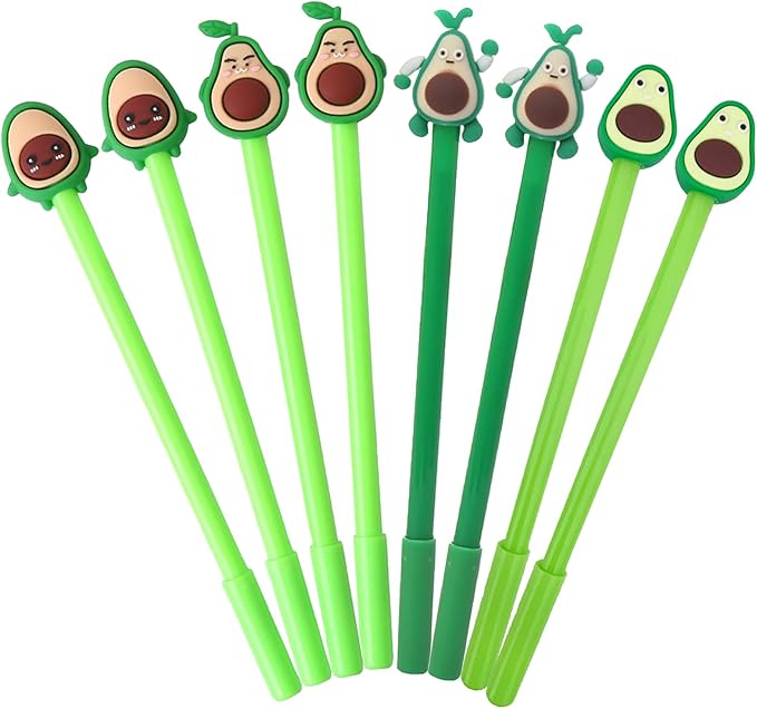 Cute Avocado 40 Pcs Gel Ink Pens - 0.5 mm Black Ink, Fun & Kawaii, Novelty Office & School Supplies