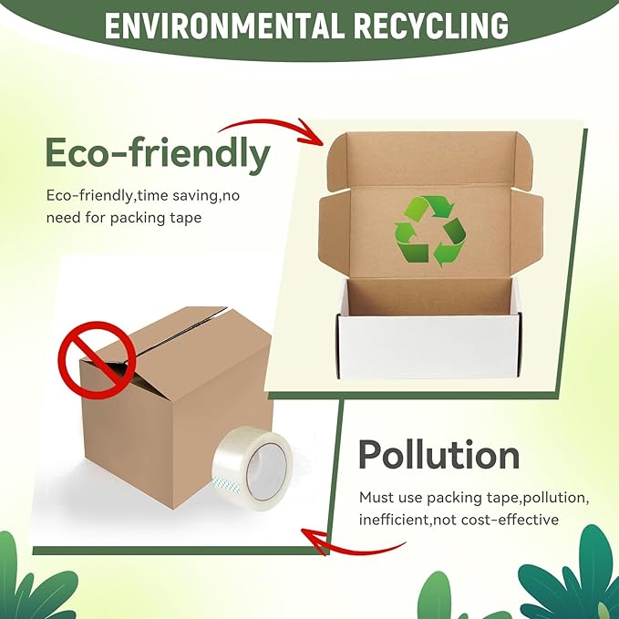 10 Pack 12"x9"x4" inch Shipping Boxes White Corrugated Cardboard Box for Small Business, Mailer, Shipping, and Packing