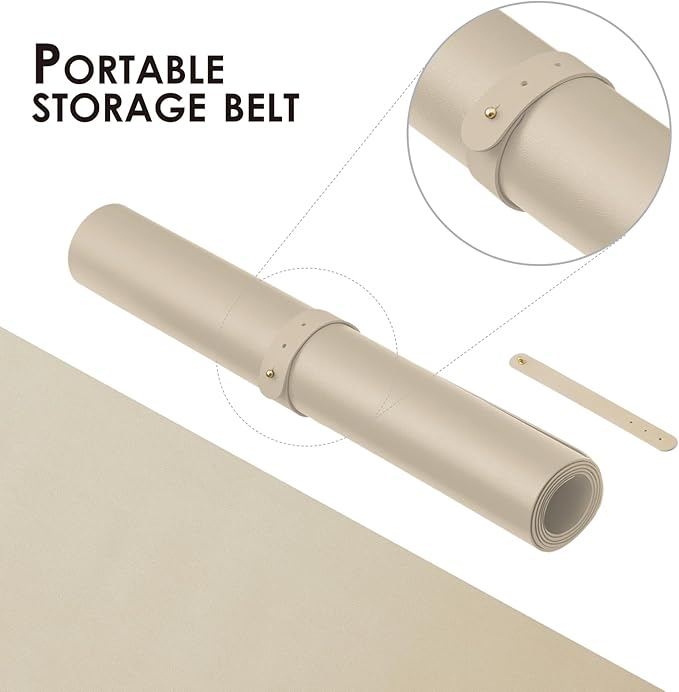 Leather Desk Mat - Small Non-Slip PU Desk Pad for Office and Home - Desk Organization and Accessories - Ideal for Large Mouse Pad and Small Desk Mats on Top of Desks (Champagne Gold,23.6"x 13.8")