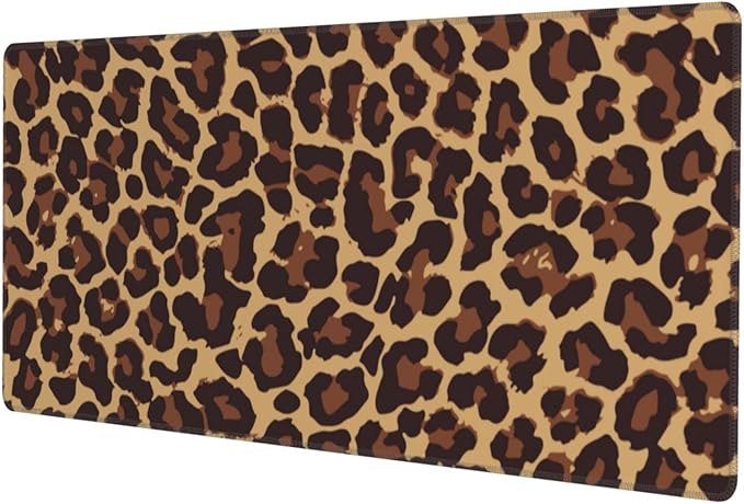Leopard Print Gaming Mouse Pad Non Slip XL Large Mousepad Stitched Edge Rubber Base Desk Mat for Laptop PC Computer