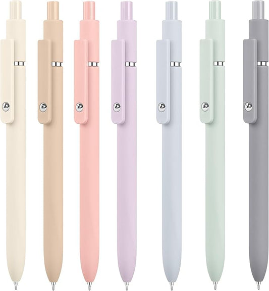 Vanhench 7Pcs 0.5mm Black Ink Gel Pens Quick Dry with Silicone Touch Barrel & Fidget Stress Ball, Multifunction Writing Fine Point Smooth Writing Pens School Supplies Stocking Stuffers Gifts for Women