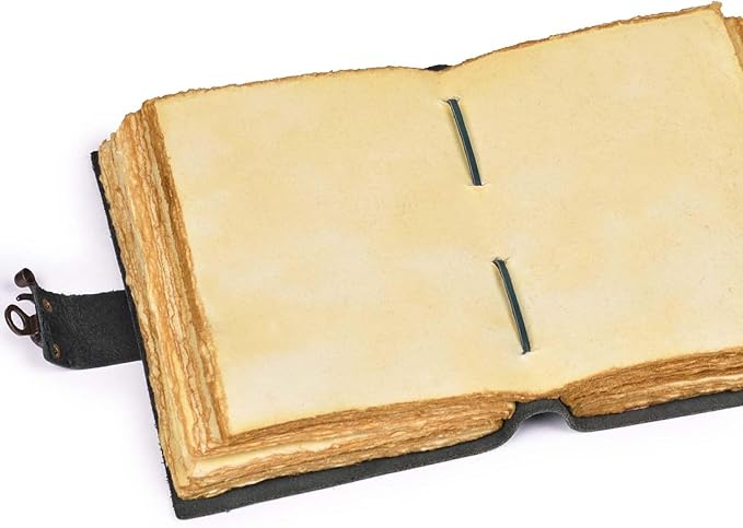 LEATHER VILLAGE Leather Bound Vintage Journal for Women & Men - Book of Shadows - Lock Closure - 200 Pages of Antique Deckle Edges Handmade Paper - Turquoise Color - 10 X 7 inches
