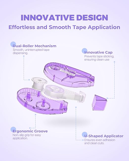 Double-Sided Adhesive Dots Roller – 6 Pack (0.31IN x 26FT) Dots Glue, Craft & Scrapbook Supplies for Gift Wrapping, Scrapbooking, and Photo Tape