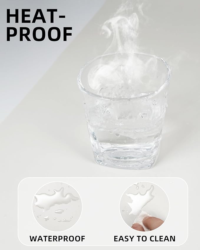 Leather Desk Pad Protector,Mouse Pad,Office Desk Mat, Non-Slip PU Leather Desk Blotter,Large Desk mat,Waterproof Keyboard mat for Office/Home/Decor (White,48" x 17")