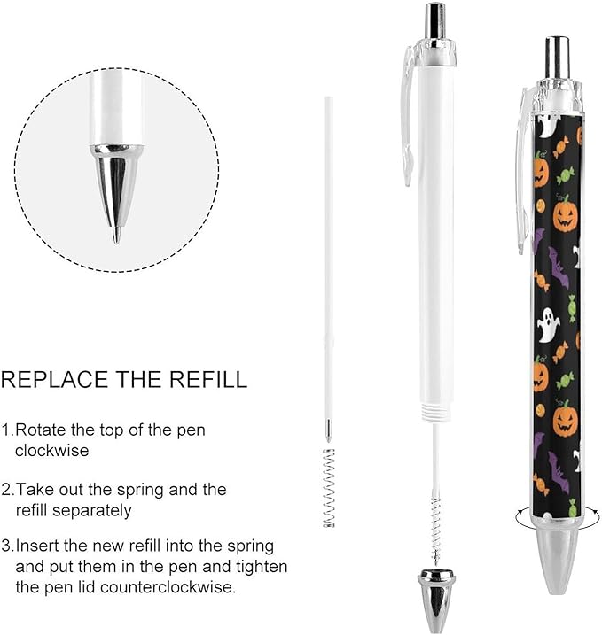 Womens Cute Retractable Pens Halloween Pumpkin Ghost Ballpoint Pens with Black Ink Smooth Writing Pen Office Stationery Supplies, 0.5mm, 2 Pcs
