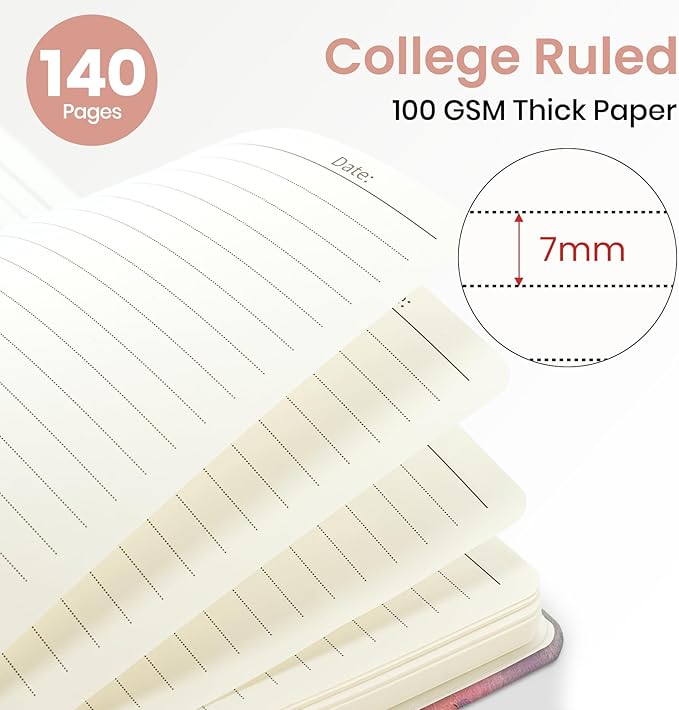 Lined Spiral Journal Notebook for Women, A5 College Ruled Journals for Writing, Hardcover Notebooks for Work, Note taking and Office School Supplies,140 Pages - Sunset