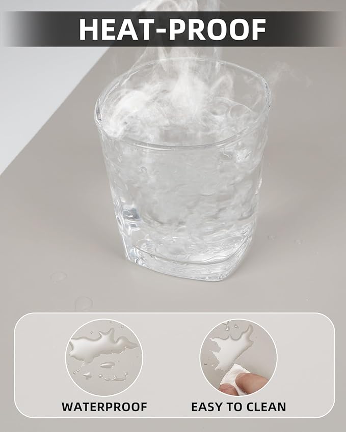 Leather Desk Pad Protector,Large Mouse pad,Office Desk mat,Laptop Mat for Desk, Non-Slip PU Leather Desk Blotter,Waterproof Desk Writing Pad for Office/Home(35"x17",Light Grey)