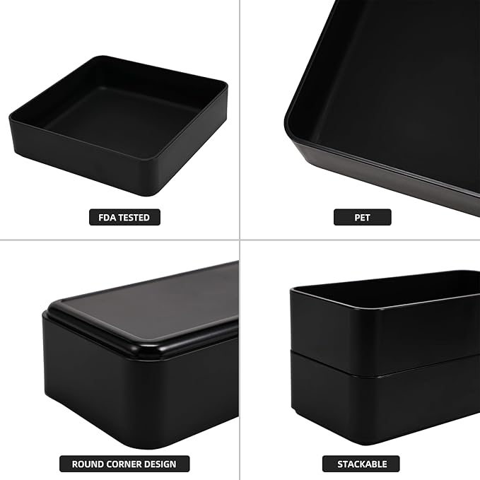 11-Piece Stackable Drawer Organizer Set, Multi-size Desk Drawer Organizer Trays Vanity Storage Bins for Storing Makeup, Stationery, Utensils in Bathroom Dresser, Office and Kitchen