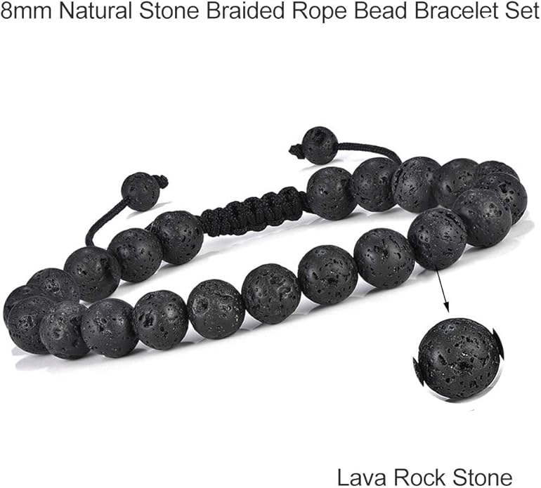 M MOOHAM Natural Stone Bracelets for Men - 8mm Tiger Eye | Matte Agate | Lava Rock Bracelets for Men Teen Boys Gifts Birthday Anniversary Christmas Gifts for Men Teens