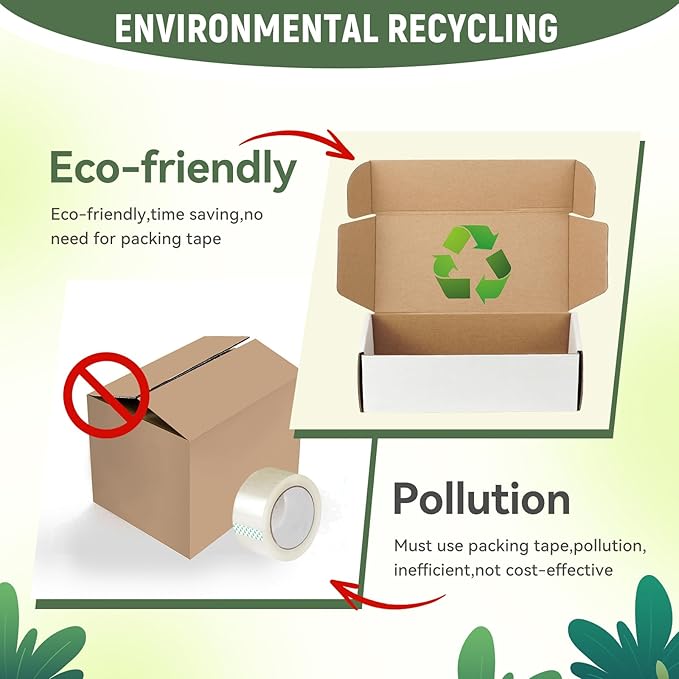 10 Pack 13"x10"x2" inch Shipping Boxes White Corrugated Cardboard Box for Small Business, Mailer, Shipping, and Packing