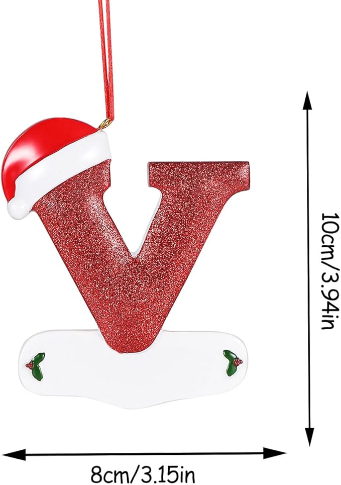 Personalized 26 Letters Ornaments for Christmas Tree 2025, Custom Christmas Ornament with Family Member's Names 3D Resin Xmas Hanging Pendant Original Gifts for Family Friends(V)