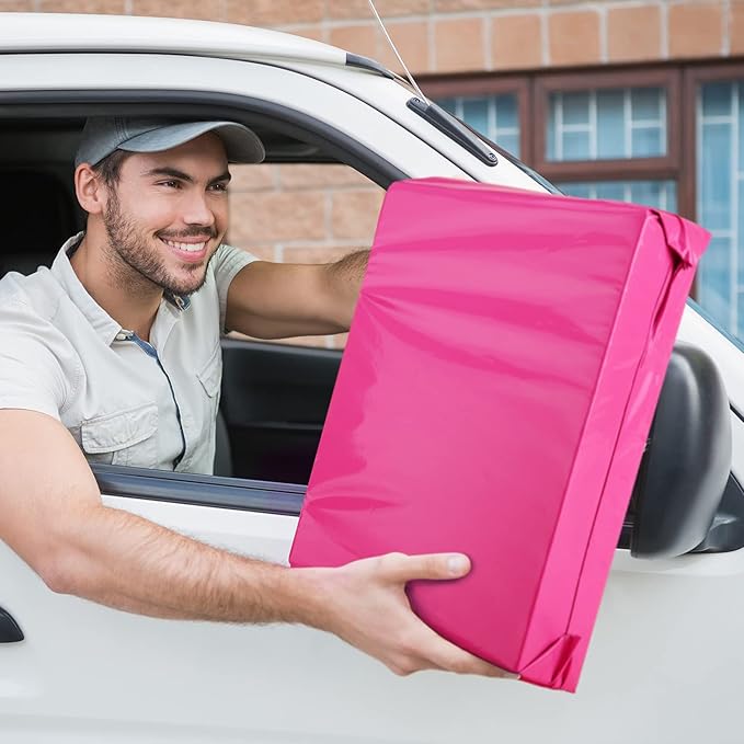 Metronic Poly Mailers 12x15.5 500 Pack Pink, Midium Size Shipping Bags Strong Adhesive Mailing Bags, Waterproof and Tear-Proof Shipping Envelopes for Clothing, Small Business, Postal Bags