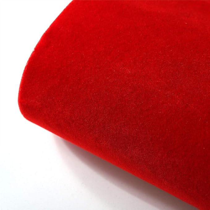 2PCS Self Adhesive Sheets, DIY Peel & Stick Felt for Drawer & Jewelry Box Liner, Solid Color Felt Wallpaper (14.6" x 39.4", Red)
