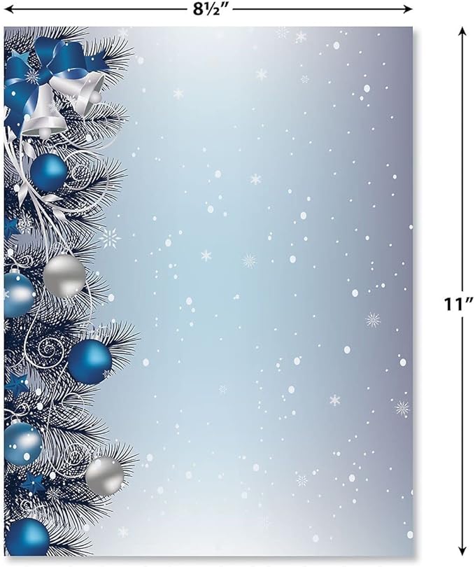 Current - Silver Bells Christmas Stationery – For Holiday Letters, Hand-Written Notes, 25 Sheets, 8½ x 11 Inches, Printer Compatible, 70# Text Opaque Paper