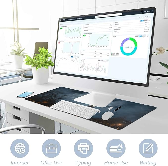 Paris Skyline Painting XXL Mouse Pad - Non-Slip Mouse Mat for Gaming & Work - Large 31.5 X 11.8 Inch Full Mouse Mouse Pad Protector