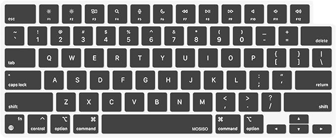 MOSISO Keyboard Cover Skin Compatible with MacBook Air 15 inch M3 A3114 M2 A2941/Air 13.6 A3113 A2681/Pro 14/16 M4 M3 M2 M1, Space Gray