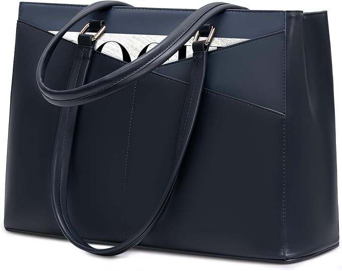 LOVEVOOK Laptop Bag for Women, 15.6 inch Laptop Tote Work Teacher Bags Cancas Computer Shoulder Bag,Blue/Blue-Green/Sky Blue