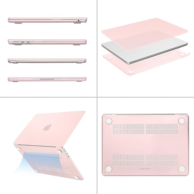 MOSISO Compatible with MacBook Air 13 inch Case 2025 2024 2023 2022 M4 A3240 M3 A3113 M2 A2681, Plastic Hard Shell&Keyboard Cover&Screen Film&Type C for MacBook Air 13.6 inch Case, Chalk Pink