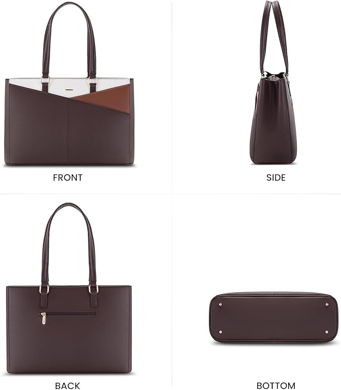 LOVEVOOK Laptop Tote Bag for Women, Office Work Bag Briefcase fit for 15.6 inch Laptop, Large Capacity Teacher Computer Bag Handbag Coffee/Brown/Beige