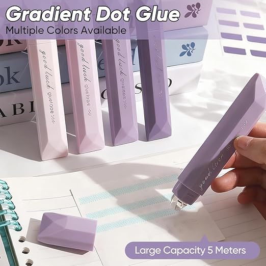 4-Pack Strong Double Sided Tape Roller, 0.23in x 16.4ft Adhesive Tape Glue for Gift Wrapping, Junk Journals, Paper Crafts, Essential Scrapbooking Supplies, Photo Mounting, School Office (Purple)