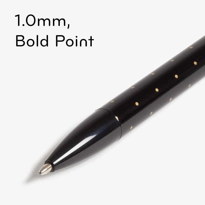 U Brands Laguna Ballpoint Pens, 6 Count, Foil Dots, Bold (1.0mm) Point, Black Ink