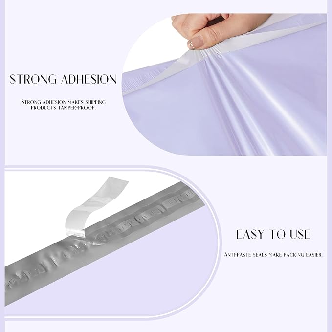 Metronic Poly Mailers 14.5X19 100 Pack, Strong Adhesive Shipping Bags for Clothing, Waterproof and Tear-Proof Packaging Bags Mailers Poly Bags for Shipping Envelopes in Lilac Purple