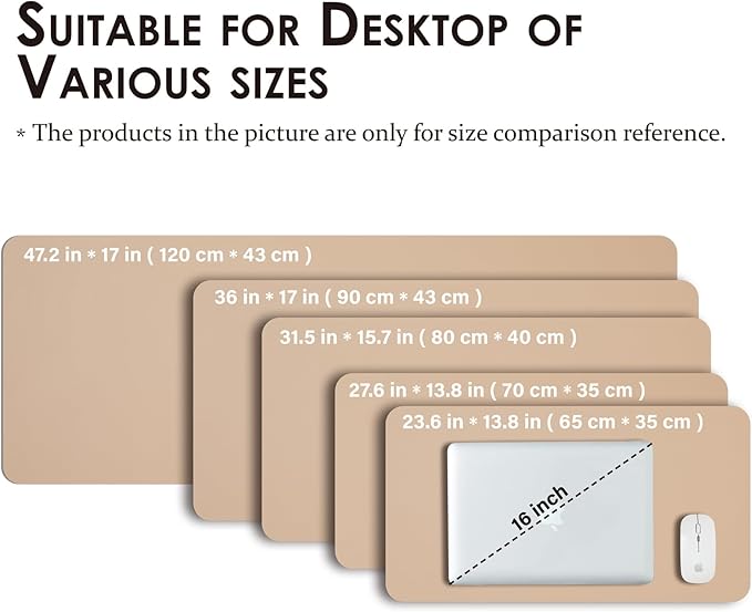 Leather Desk Mat - Small Non-Slip PU Desk Pad for Office and Home - Desk Organization and Accessories - Ideal for Large Mouse Pad and Small Desk Mats on Top of Desks (Apricot,23.6"x 13.8")