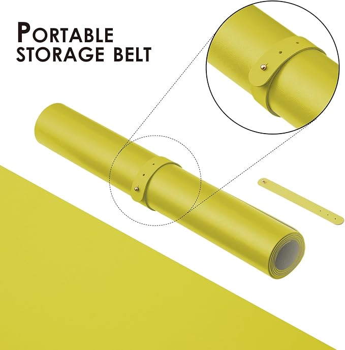 Leather Desk Mat - Small Non-Slip PU Desk Pad for Office and Home - Desk Organization and Accessories - Ideal for Large Mouse Pad and Small Desk Mats on Top of Desks (Lemon Yellow,23.6"x 13.8")