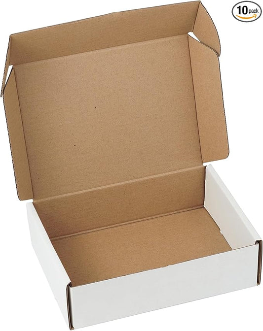 10 Pack 7"x5"x2" inch Small Shipping Boxes White Corrugated Cardboard Box for Small Business, Mailer, Shipping, and Packing