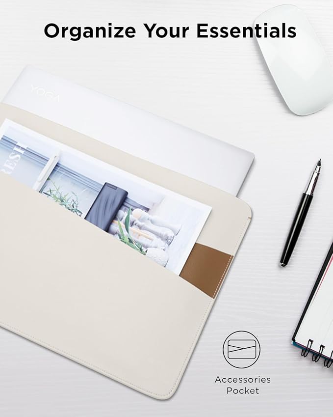 Lenovo 13/14-inch Laptop Sleeve (S200) - Ultra Thin Form-Fitting Case Compatible with MacBook Air, iPad & More – Lightweight Folder Sleeve with Accessories Pocket