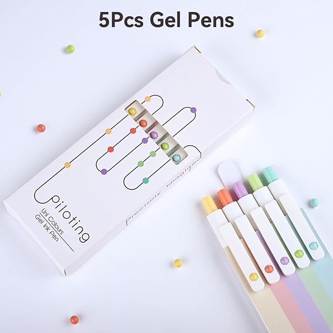 Gel Pens, 5Pcs 0.5mm Fine Point Pens With Smooth Wirting,Quick Dry Aesthetic Pens For Journaling, Ballpoint for Office School Supplies,Gifts for Women Men Student(Ivory White)
