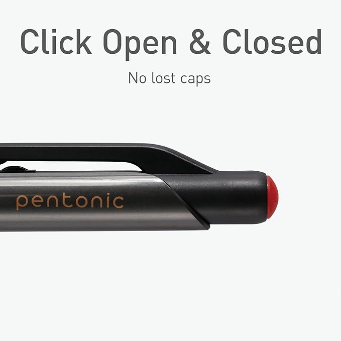 Pentonic GR-T Retractable Gel Pens, 10 Count, Red Ink, 0.7 mm Fine Point, Smooth Writing For Journaling, Note Taking, Office & School (1002364)
