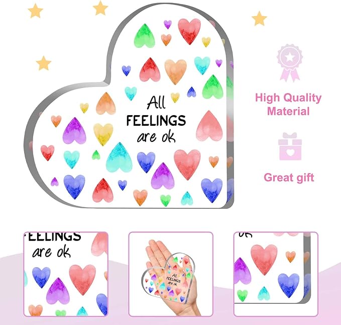 Mental Health Decor, Psychotherapy Affirmations Heart Acrylic Sign, Inspirational Office Decor, School Counselor Sign, Positive Sayings Gifts for Social Worker Classroom School Counseling