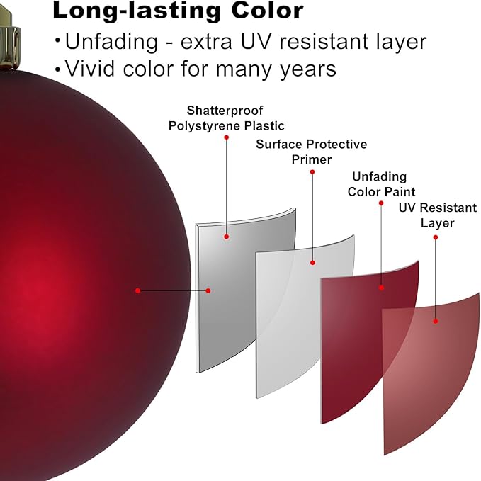 Maroon 2.5" Christmas Balls Christmas Tree Decoration Ornaments Shatterproof Hanging Balls for Birthday Halloween Holiday Wedding Decorations Set of 24pcs