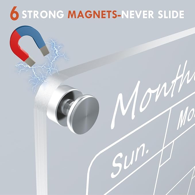 Magnetic Acrylic Calendar for Fridge,3 Pack 12"x16" Clear Fridge Calendar Dry Erase Magnetic Planning Boards Set Includes 6 Colorful Highlight Markers,Magnetic Pen Holder and Erase Towel