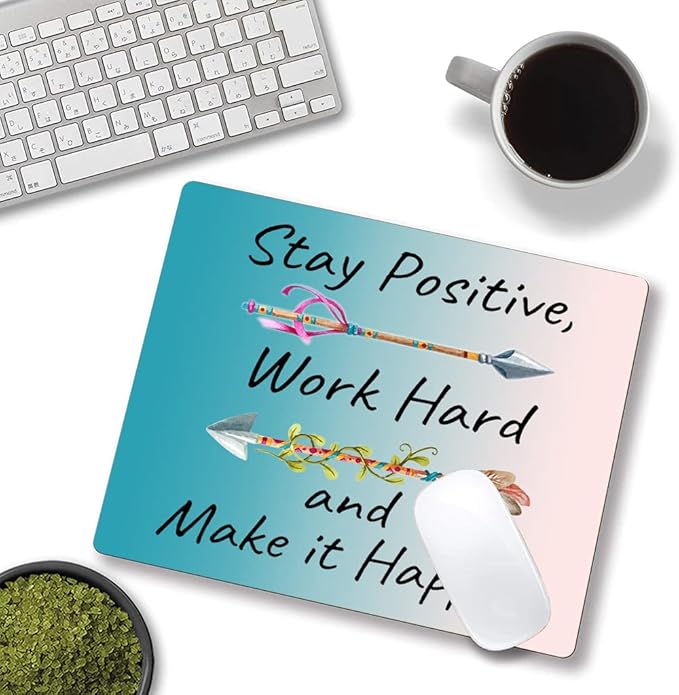 Mouse Pad, Premium-Textured Mouse Mat, Non-Slip Rubber Base Mousepad for Laptop, Computer & PC,9.5×7.9 in,Inspirational Quote Stay Positive