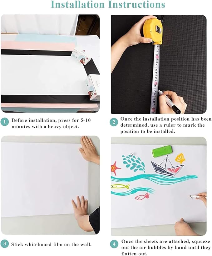 Magnetic Dry Erase Whiteboard Paper, 94" x 47" with Self Adhesive Whiteboard for Wall, Easy to Write and Clean Dry Erase Board for Kids, Office, with Marker, Magnetic Eraser and Magnets