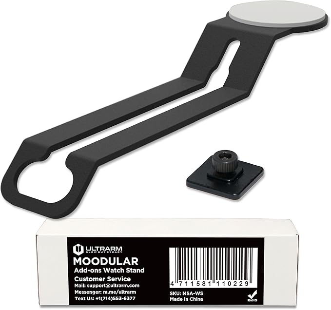 Moodular Add-ons Watch Stand for Smart Watch (Charger Not Included) [Accessory Only - Requires Moodular Wooden Monitor Stand Slide Rails for Use] Black MSA-WS