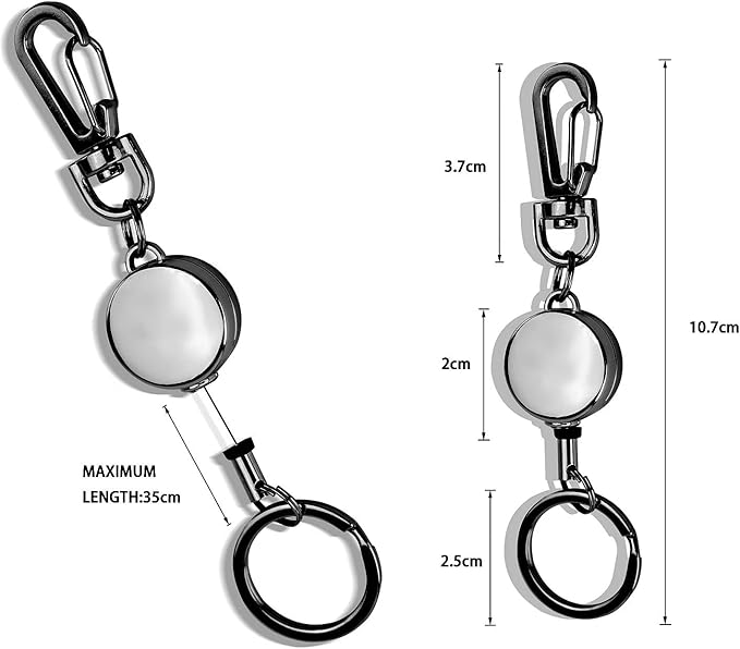 Bling Retractable Keychain, Cute Metal Carabiner Badge Holder,Retractable Badge Reel with Claw Clasp for Id Card Holders Key Ring (2Pack Glittery Purple)