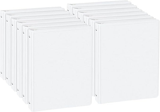 0.5-inch Round Ring Binder, Durable 1/2'' 3 Ring Binder Fit Letter Size Paper, Presentation View Binders, White,12-Pack