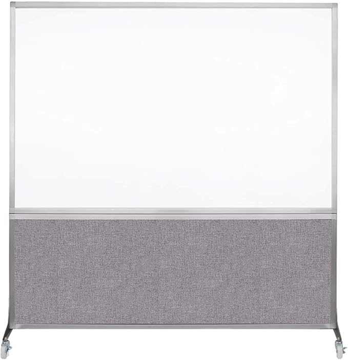 DivideWrite Mobile Whiteboard | Double Sided Dry Erase Board | Portable Office Cubicle Partition | Display for Classrooms, Conference Rooms, Meeting Areas and More | Cloud Gray 6' Wide X 6' Tall