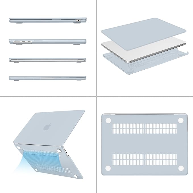 MOSISO Compatible with MacBook Air 13 inch Case 2025 2024 2023 2022 M4 A3240 M3 A3113 M2 A2681, Plastic Hard Shell&Keyboard Cover&Screen Film&Type C for MacBook Air 13.6 inch Case, Baby Blue