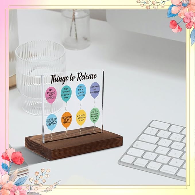 Mental Health Gifts for Women, Encouragement Gifts for Women, Positive Affirmation Gift for Woman, Modern Acrylic Desk Plaque with Inspirational Quotes, 10 x 10 x 1.5 cm,XXD47