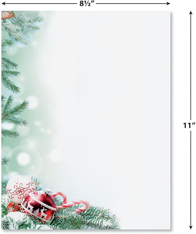 Crystal Pine Christmas Stationery - Holiday Letters, Printer Paper, 25 Sheets, 8½ x 11 Inch, by Current