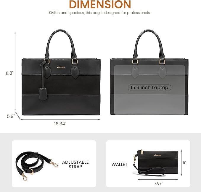 LOVEVOOK Laptop Tote Bag for Women, Work Totes Business Office Computer Briefcase with Clutch Purse